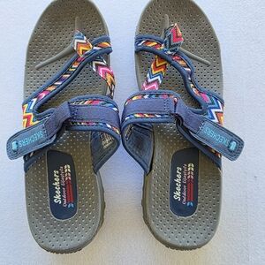 Skechers Navy Multicolor Zigzag Strap Sport Sandals